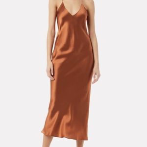 Alix nyc brown silk slip dress